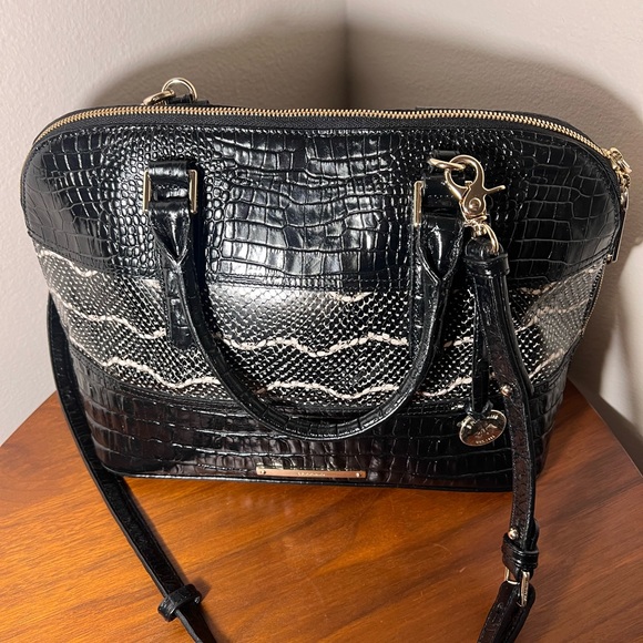 Brahmin Bags Brahmin Vivian Dome Satchel Black Mandana Croc Snake